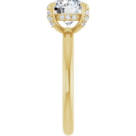 Yellow Gold Round Engagement Ring With Hidden Halo