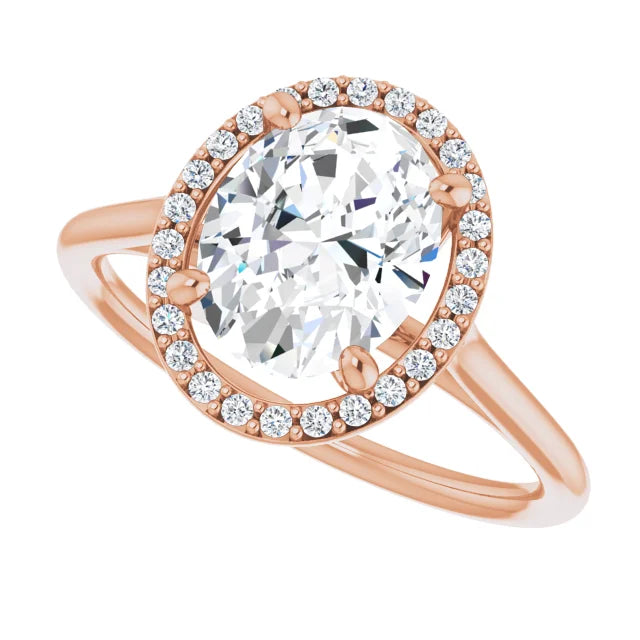 Rose Gold Oval Engagement Ring with Halo