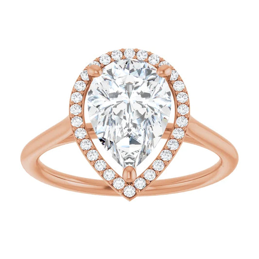 Rose Gold Pear Engagement Ring with Halo