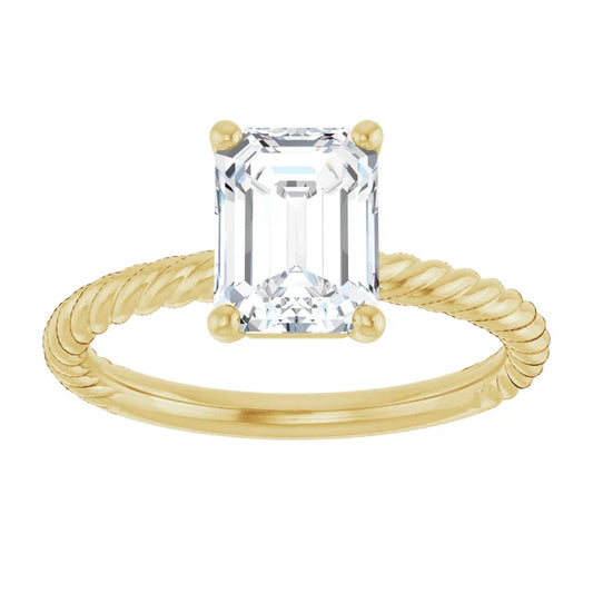 Yellow Gold Emerald Solitaire Engagement Ring