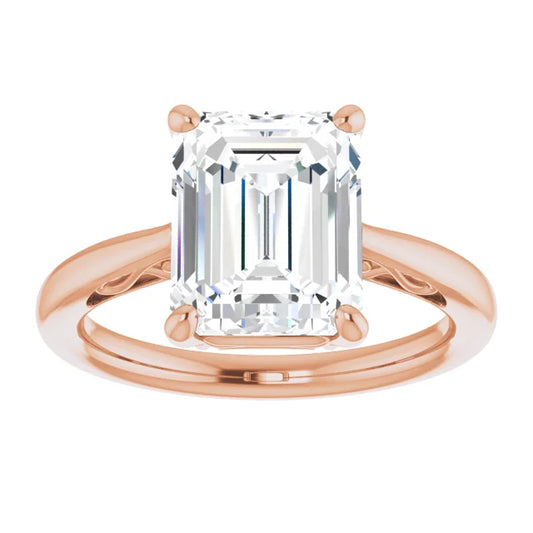 Rose Gold Emerald Cut Solitaire Engagement Ring