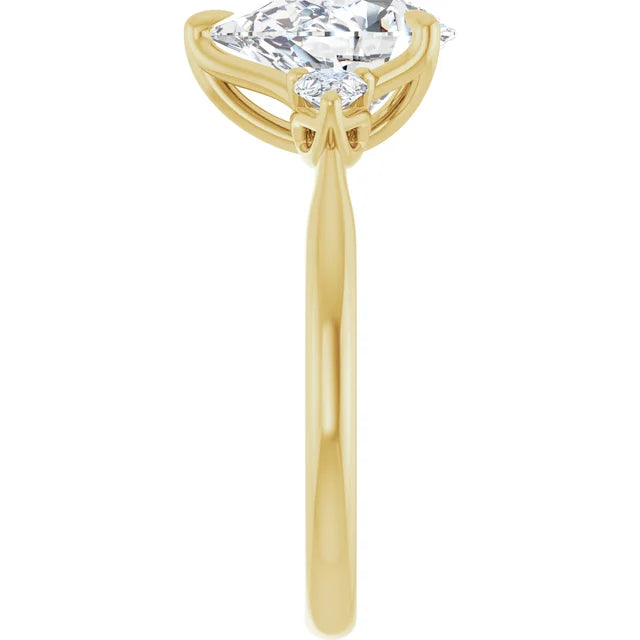 Yellow Gold Pear Three Stones Engagement Ring