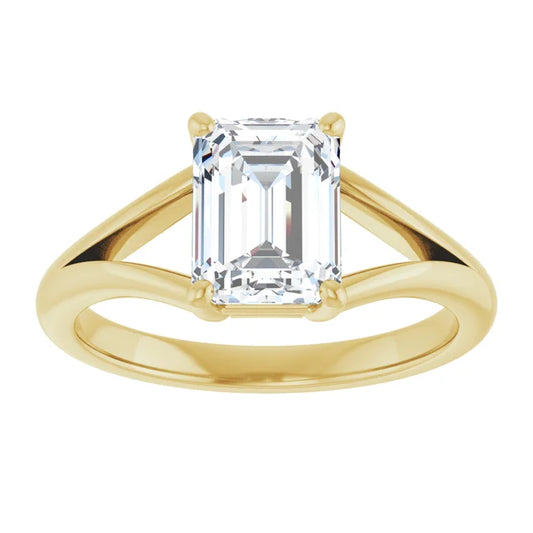 Yellow Gold Emerald Cut Solitaire Engagement Ring