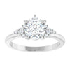 White Gold Round Engagement Ring With Design