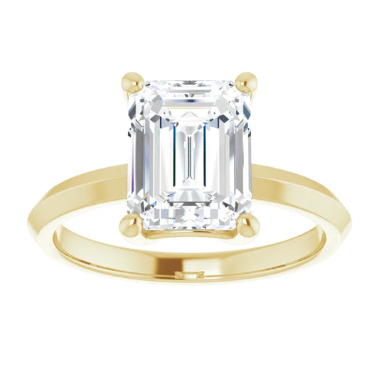 Yellow Gold Emerald Cut Solitaire Engagement Ring