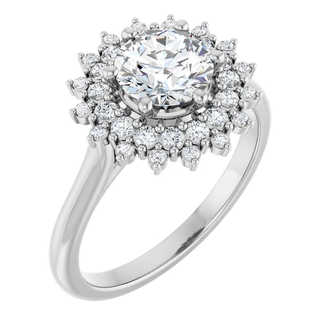 White Gold 14k White Gold Accented Fancy Halo Engagement Ring