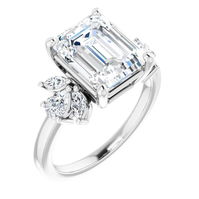 White Gold Emerald Engagement Ring