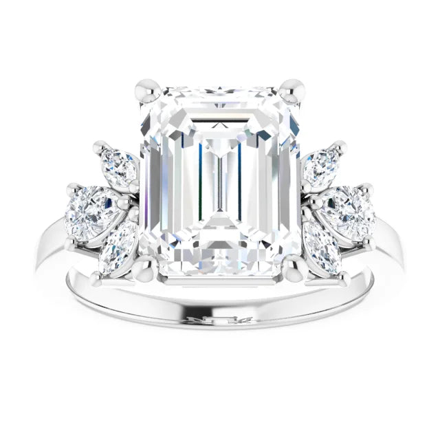 White Gold Emerald Engagement Ring