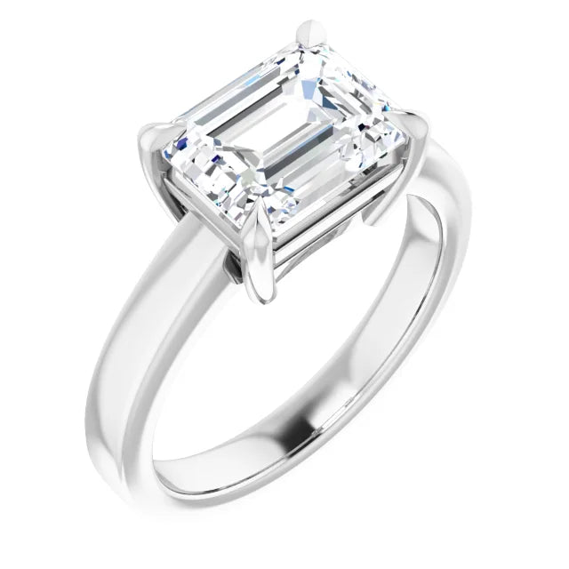 White Gold Emerald Cut Solitaire Engagement Ring