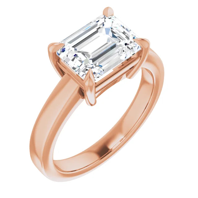 Rose Gold Emerald Cut Solitaire Engagement Ring