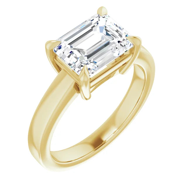 Yellow Gold Emerald Cut Solitaire Engagement Ring