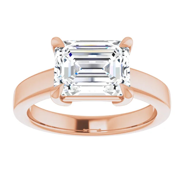 Rose Gold Emerald Cut Solitaire Engagement Ring