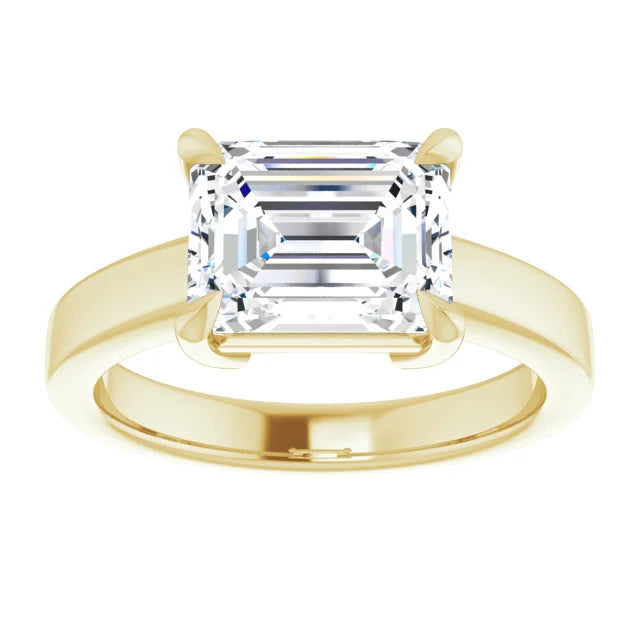 Yellow Gold Emerald Cut Solitaire Engagement Ring