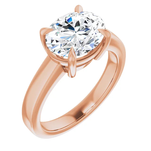 Rose Gold Oval Solitaire Engagement Ring