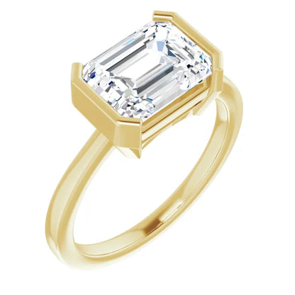 Yellow Gold Emerald Cut Solitaire Engagement Ring