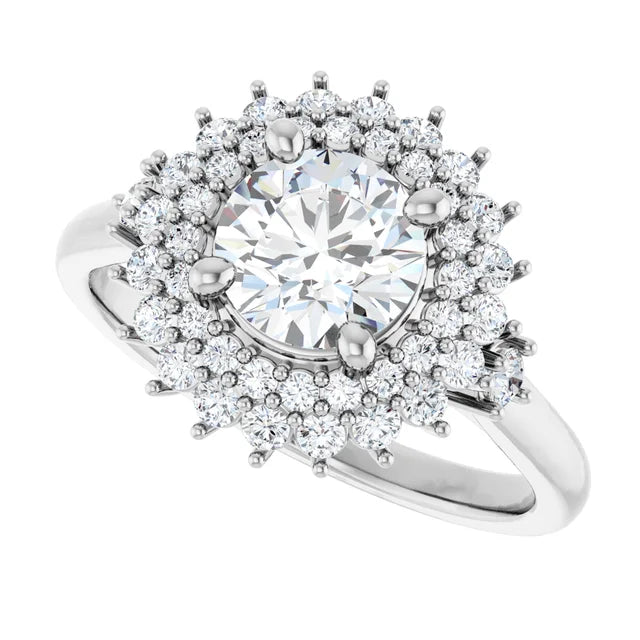 White Gold 14k White Gold Accented Fancy Halo Engagement Ring