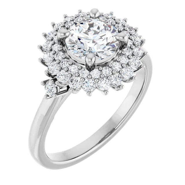 White Gold 14k White Gold Accented Fancy Halo Engagement Ring