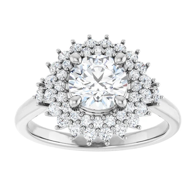 White Gold 14k White Gold Accented Fancy Halo Engagement Ring