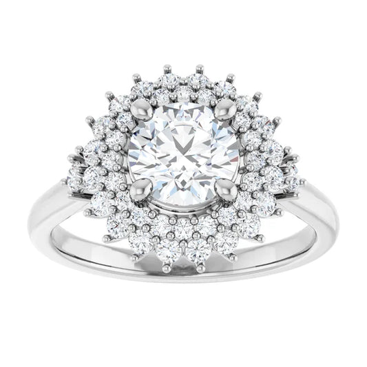 White Gold 14k White Gold Accented Fancy Halo Engagement Ring