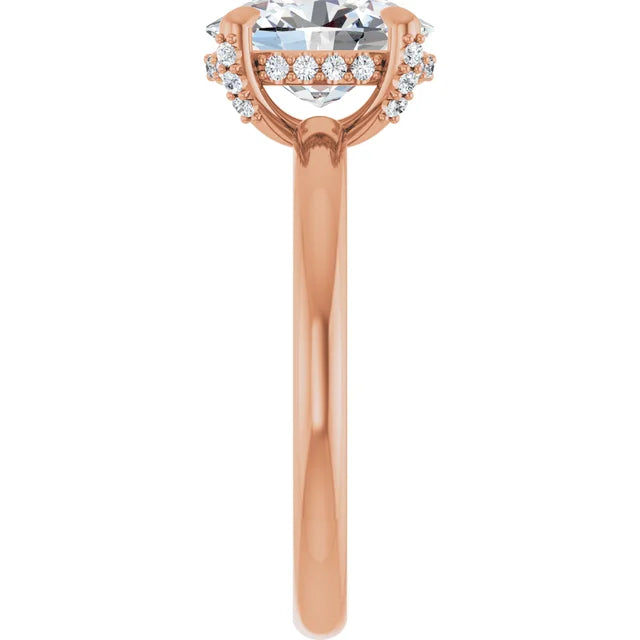 Rose Gold Oval Engagement Ring With Hidden Halo