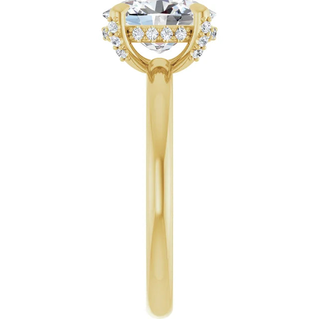 Yellow Gold Oval Engagement Ring With Hidden Halo