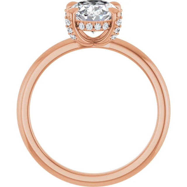Rose Gold Oval Engagement Ring With Hidden Halo