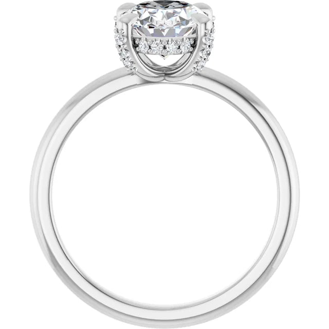 White Gold Oval Engagement Ring With Hidden Halo