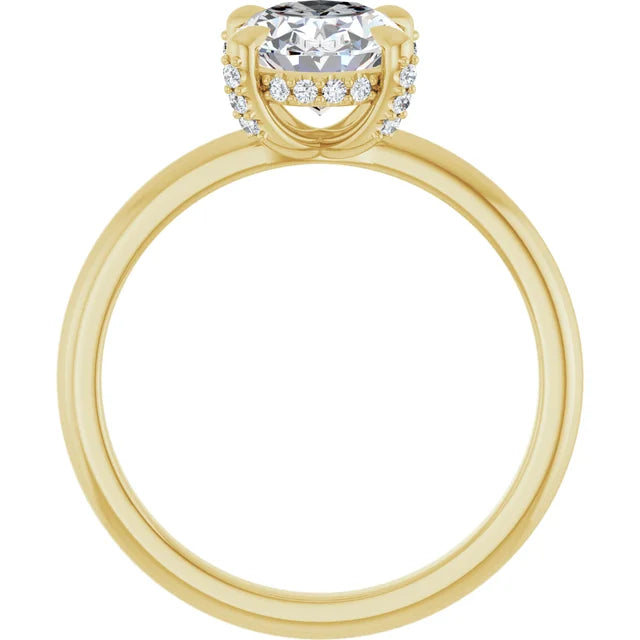 Yellow Gold Oval Engagement Ring With Hidden Halo