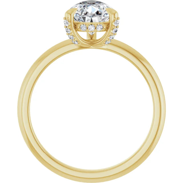 Yellow Gold Pear Engagement Ring With Hidden Halo