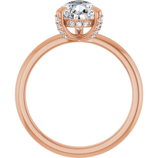 Rose Gold Pear Engagement Ring With Hidden Halo