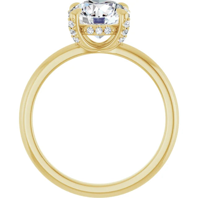 Yellow Gold Round Engagement Ring With Hidden Halo