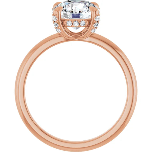 Rose Gold Round Engagement Ring With Hidden Halo