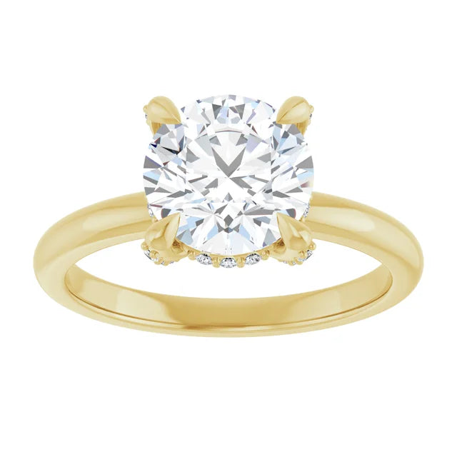 Yellow Gold Round Engagement Ring With Hidden Halo