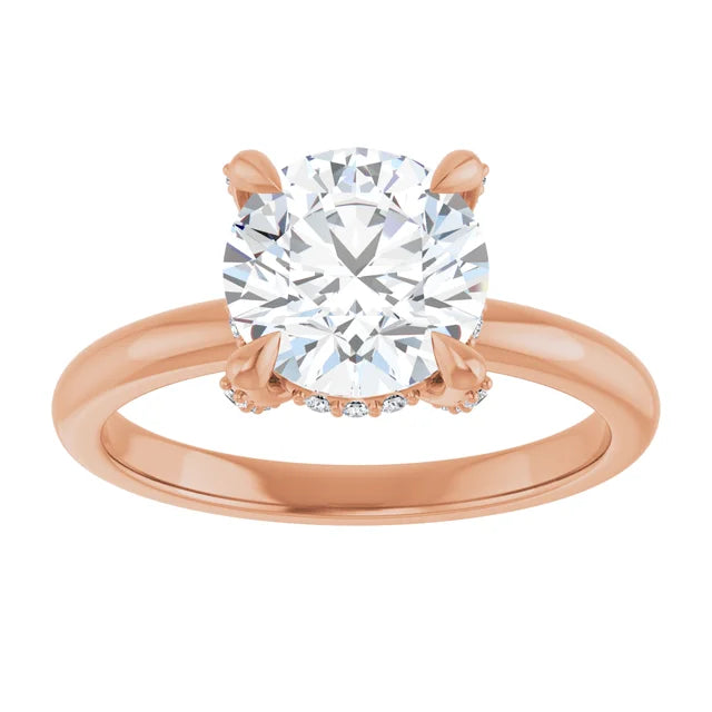 Rose Gold Round Engagement Ring With Hidden Halo