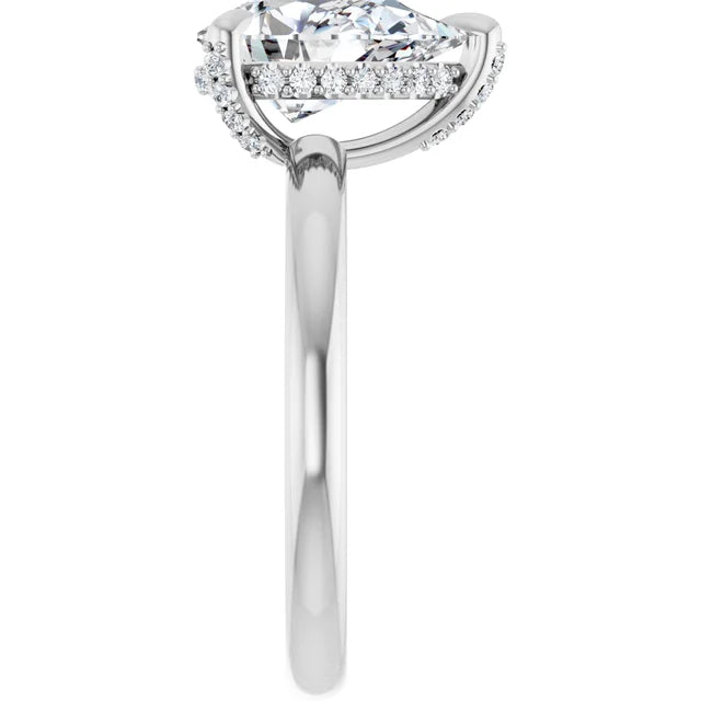 White Gold Pear Engagement Ring With Hidden Halo