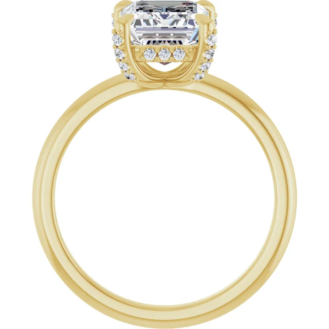 Yellow Gold Emerald Engagement Ring With Hidden Halo