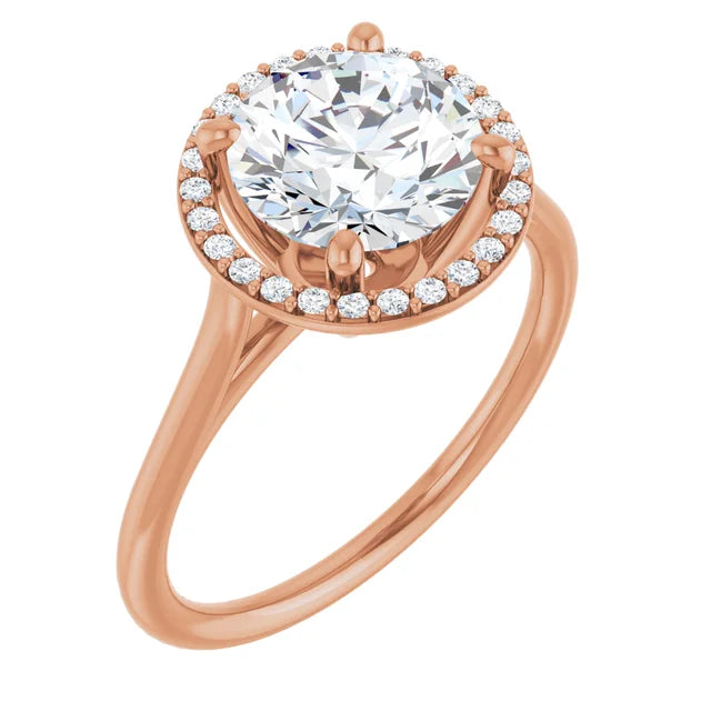 Rose Gold Round Engagement Ring with Halo