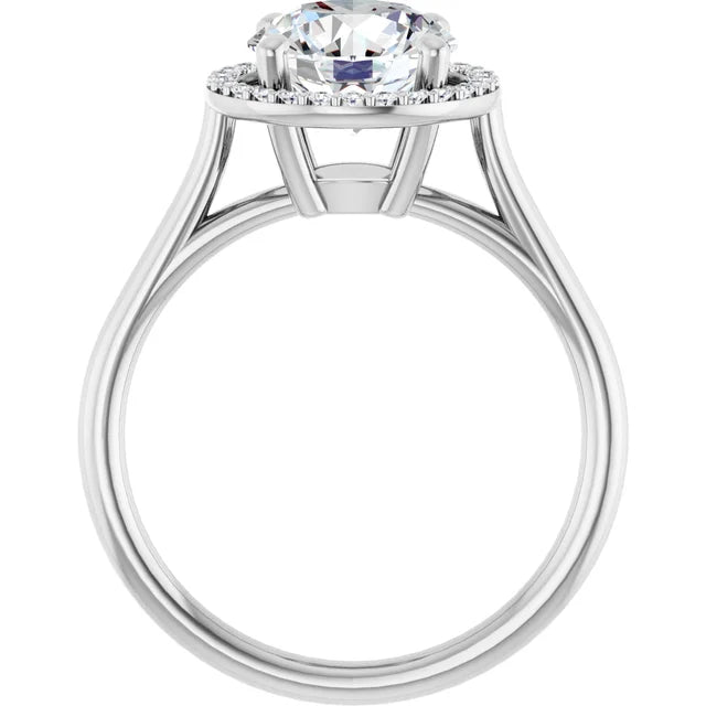 White Gold Round Engagement Ring with Halo