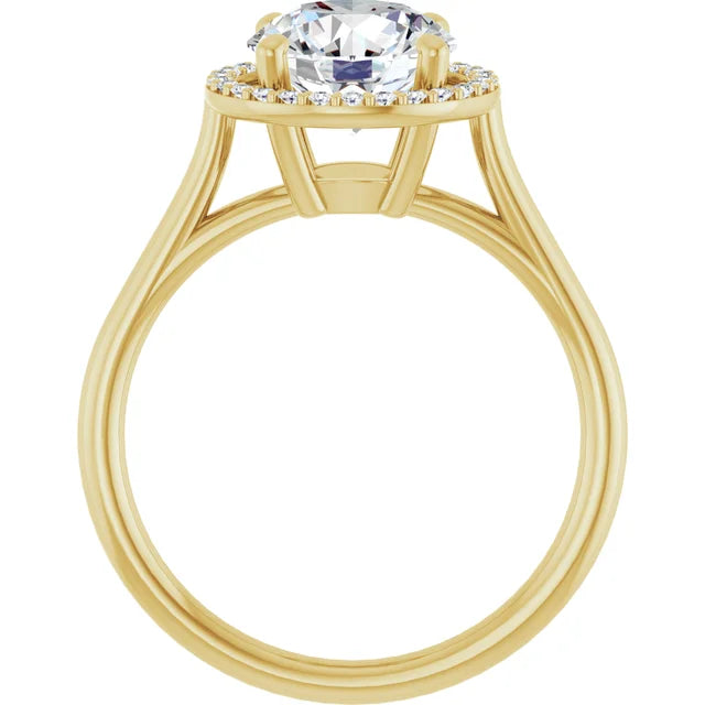 Yellow Round Engagement Ring with Halo