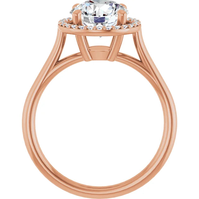 Rose Gold Round Engagement Ring with Halo