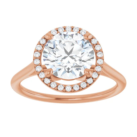 Rose Gold Round Engagement Ring with Halo