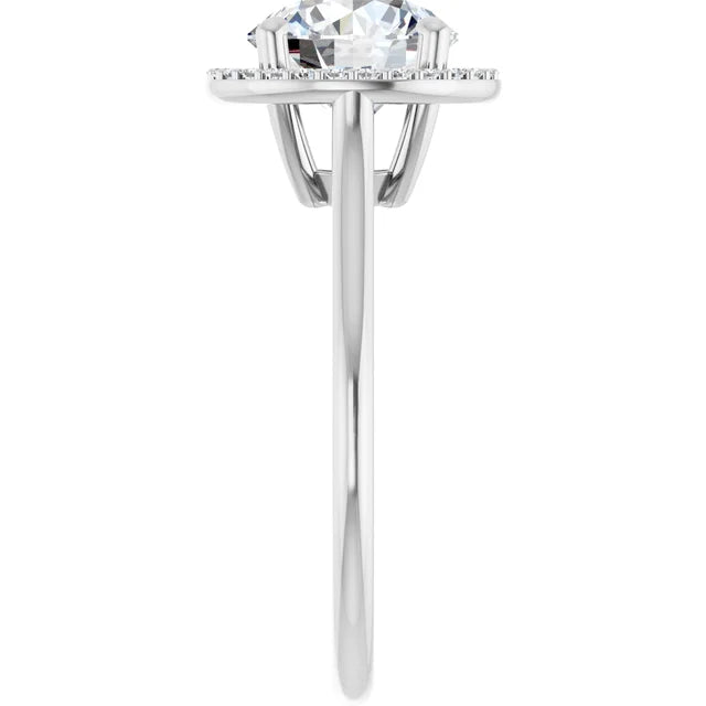 White Gold Round Engagement Ring with Halo