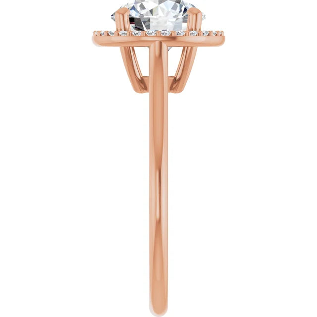 Rose Gold Round Engagement Ring with Halo