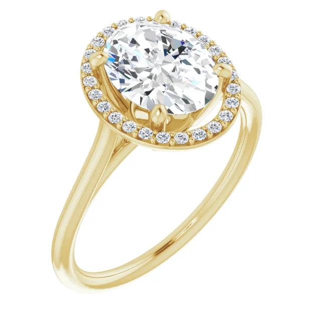Yellow Gold Oval Engagement Ring with Halo