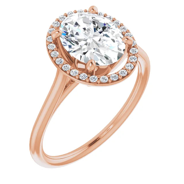 Rose Gold Oval Engagement Ring with Halo