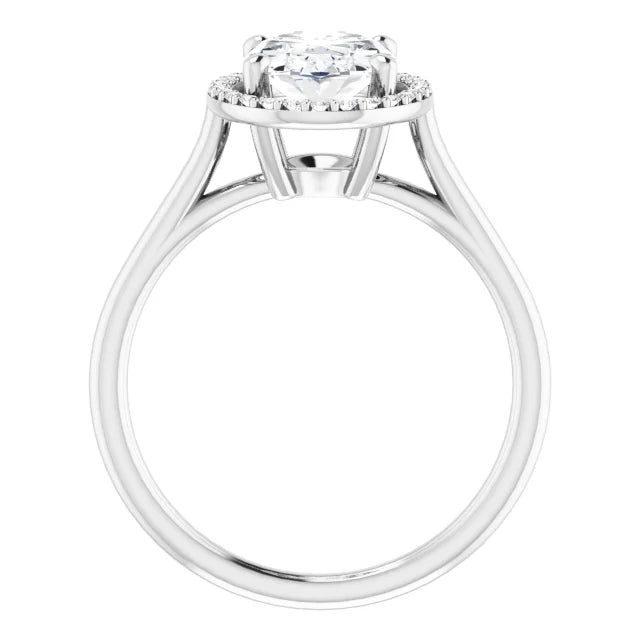 White Gold Oval Engagement Ring with Halo