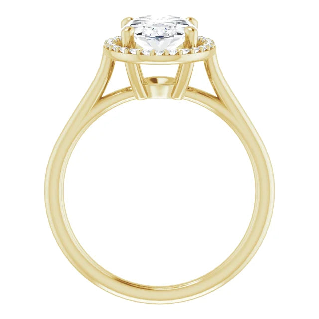 Yellow Gold Oval Engagement Ring with Halo