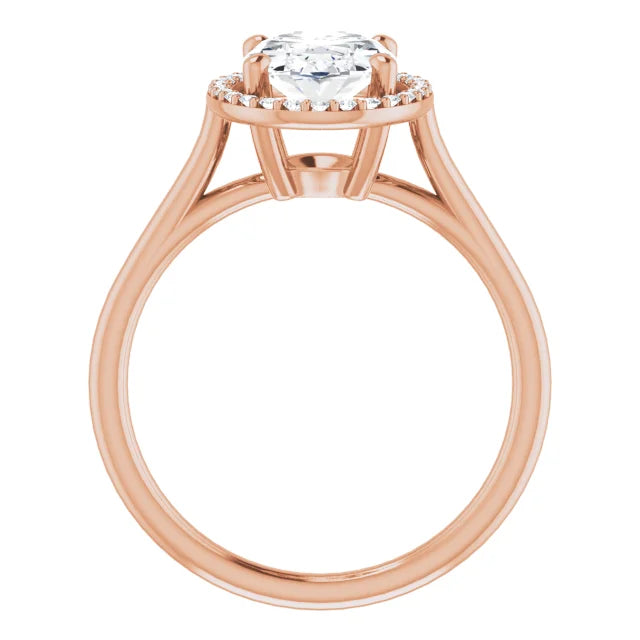 Rose Gold Oval Engagement Ring with Halo