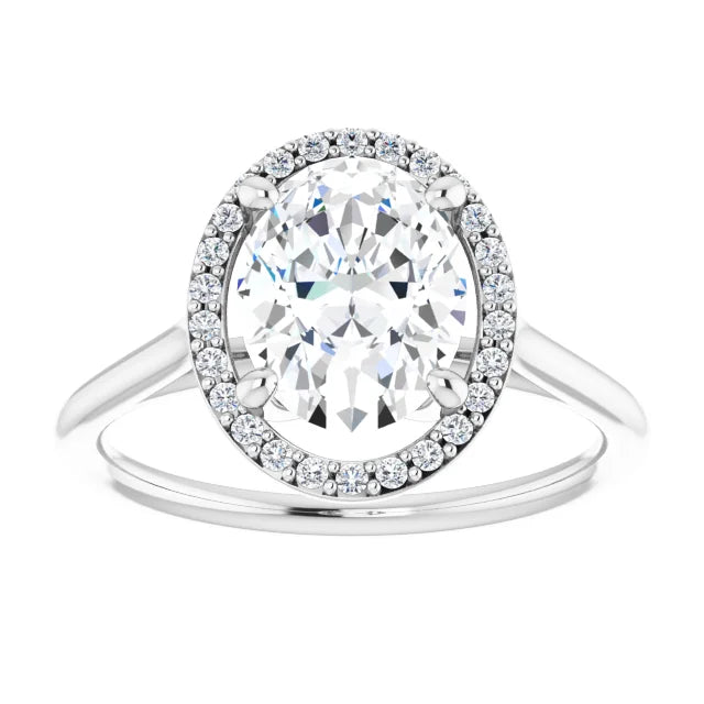 White Gold Oval Engagement Ring with Halo