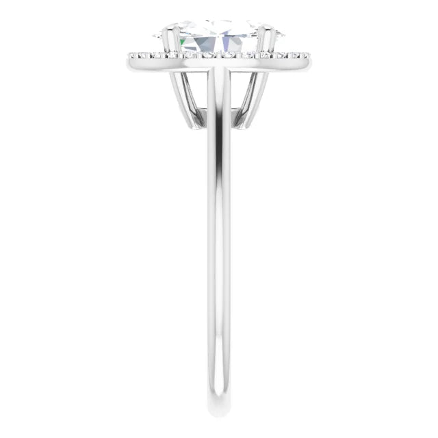 White Gold Oval Engagement Ring with Halo